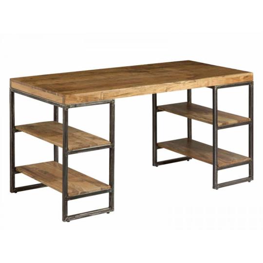 pisaci stol drevene povrchy kovovy ram industrialny loft priemyselny country styl s policami kancelaria pracovna izba detska izba nabytok lameridina bytovy dizajn novita.jpg